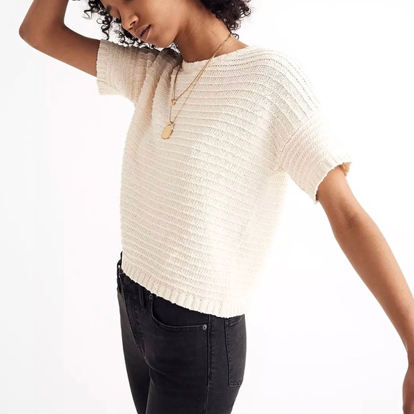 Madewell Cream Sweater with Black Detail - Picture 2 of 7